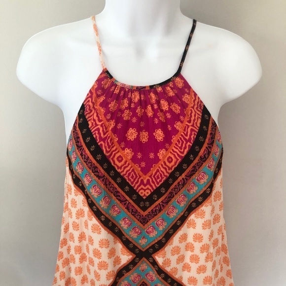 MINKPINK Colorful pattern boho halter swing dress size XS - Picture 2 of 5